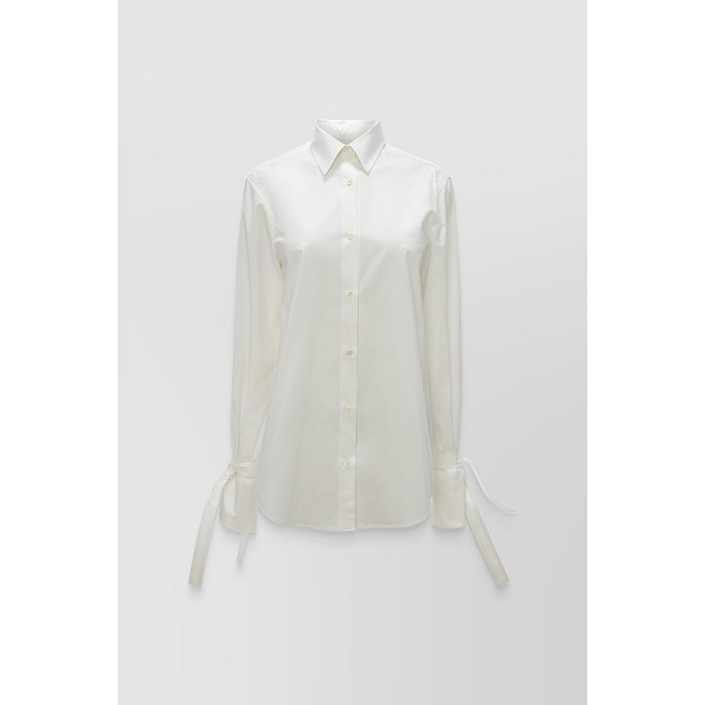 Tied cuff cotton poplin classic shirt
