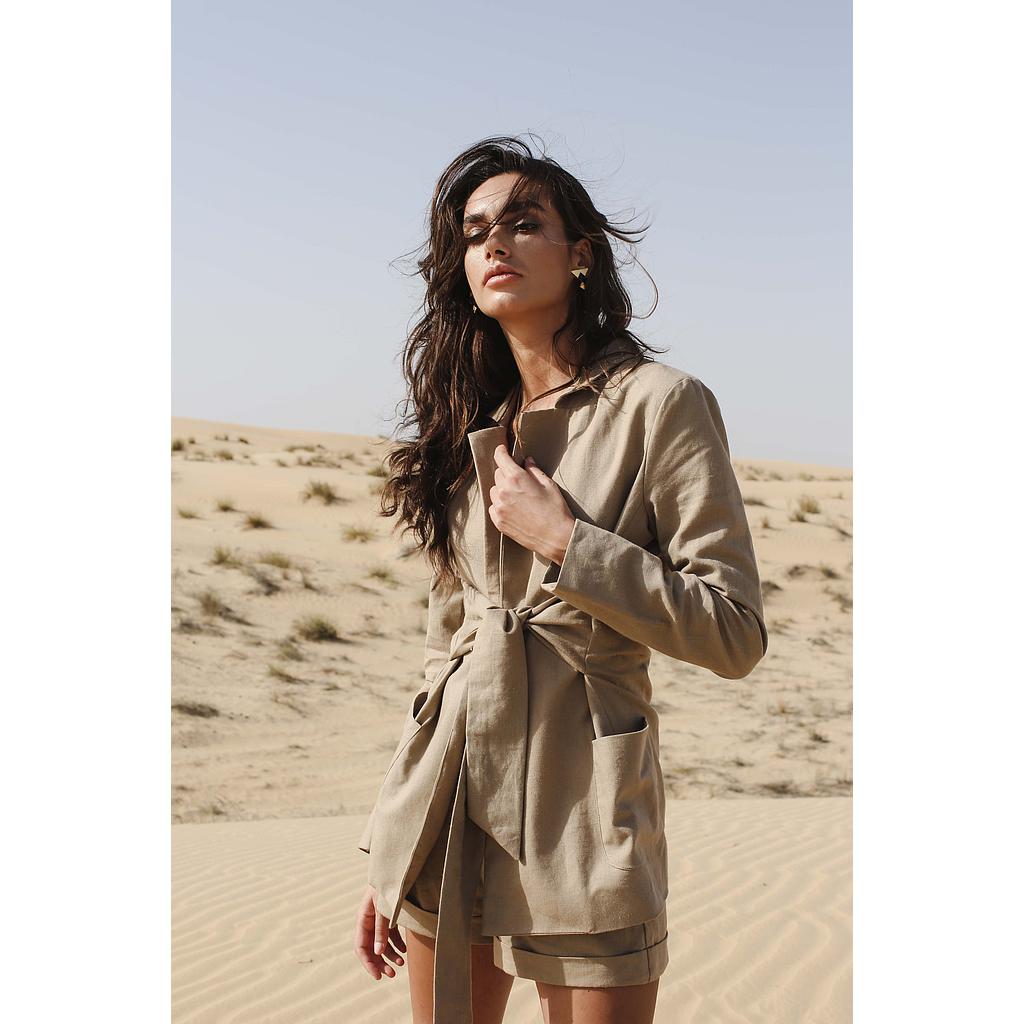Blazer en lin à nouer Sarah Taupe