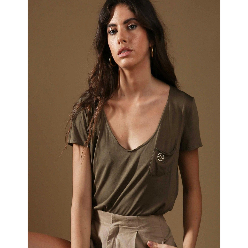 T-shirt en Jersey Eva brodé Khaki
