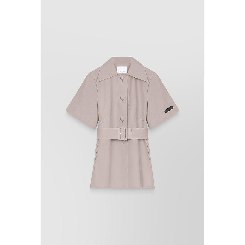 Organic cotton and wool short sleeved belted jacket