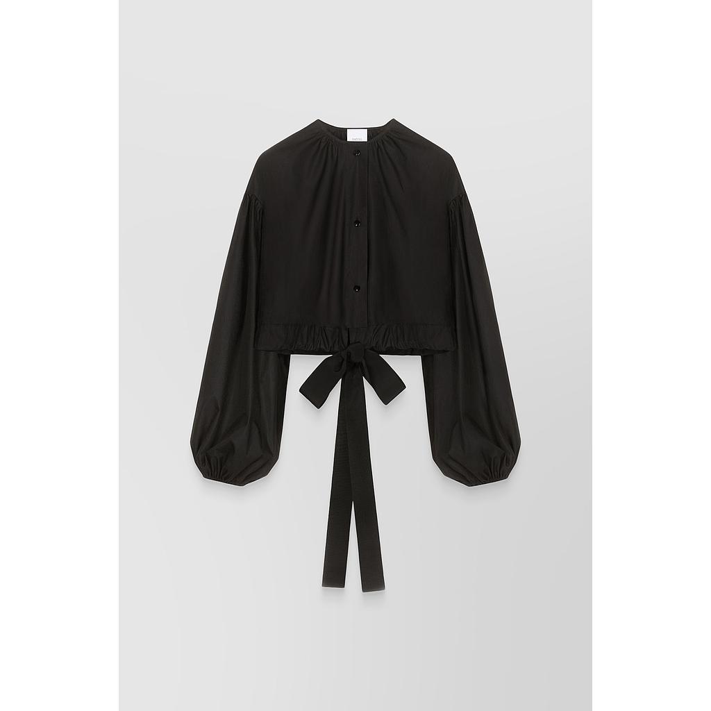 Organic cotton poplin cropped buttoned blouse