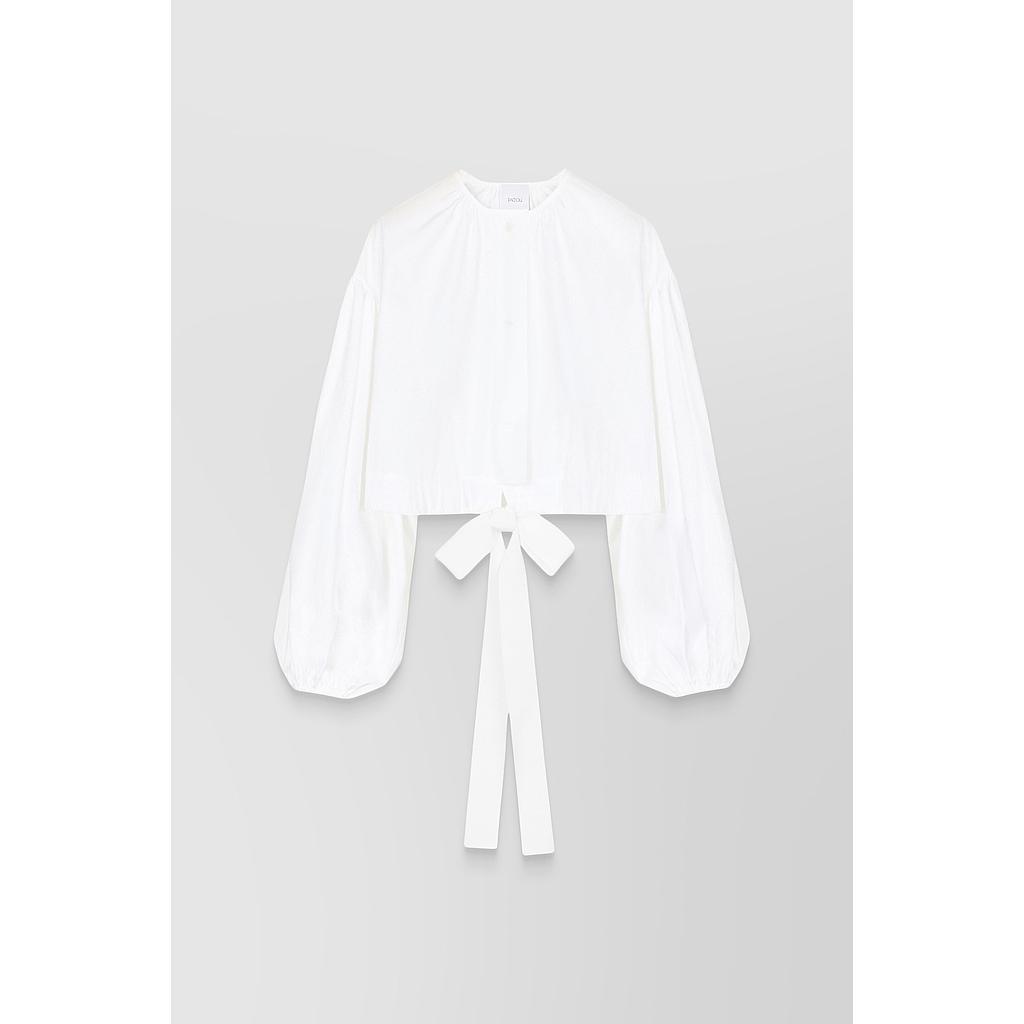 Organic cotton poplin cropped buttoned top
