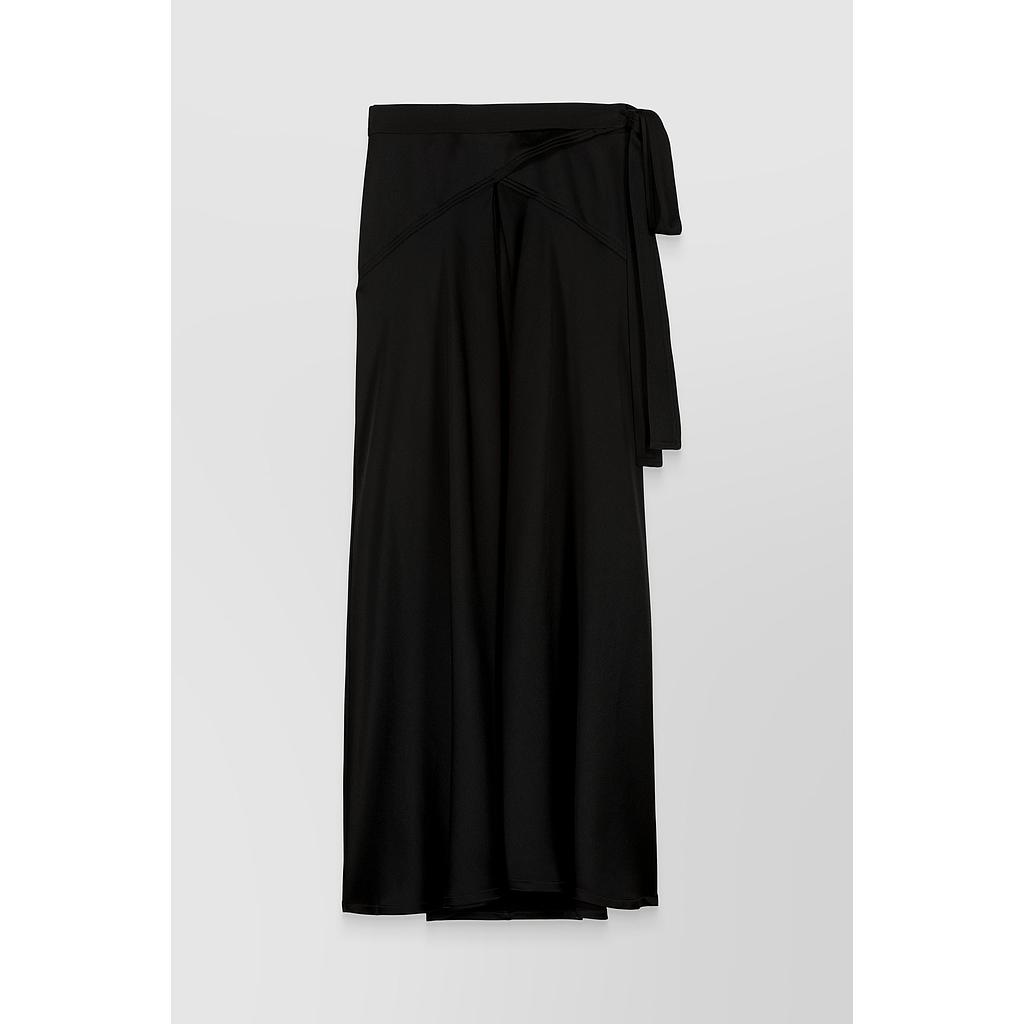 Hammered satin wrap maxi skirt