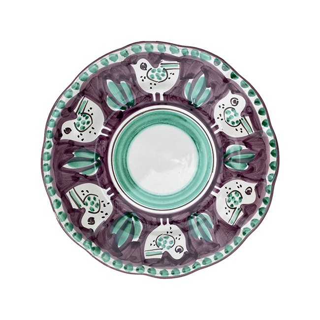 Assiette 21 cm Poule Violette &amp; Verte