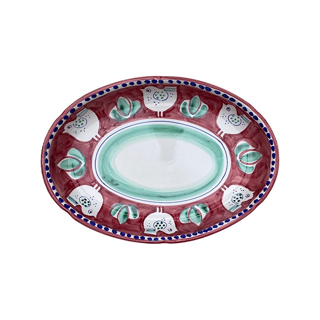 Plat Ovale Creux 36 cm Poule Rouge