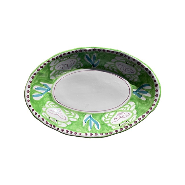 Plat Ovale 35 cm Crabe Vert
