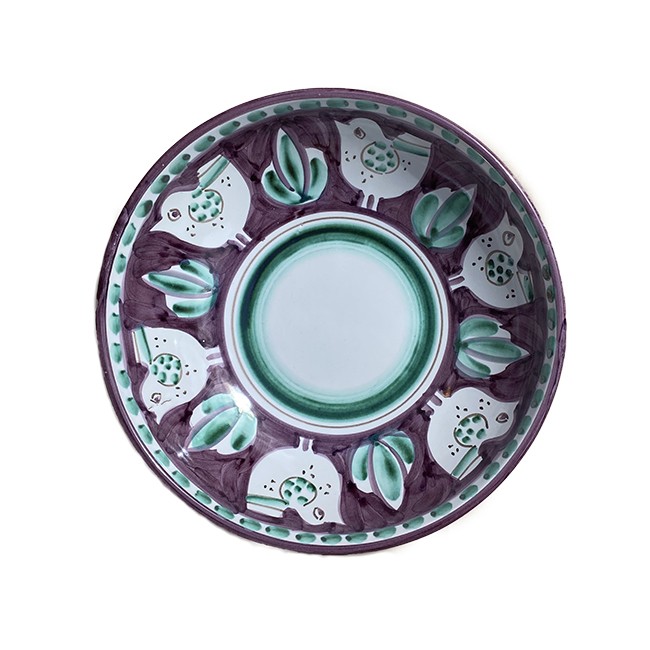 Saladier 22 cm Poule Violet &amp; Vert