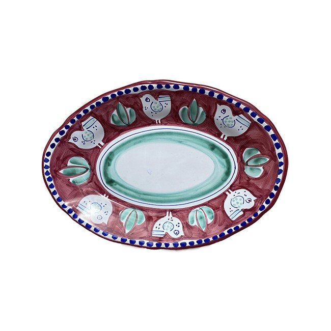 Plat Ovale 35 cm Poule Rouge