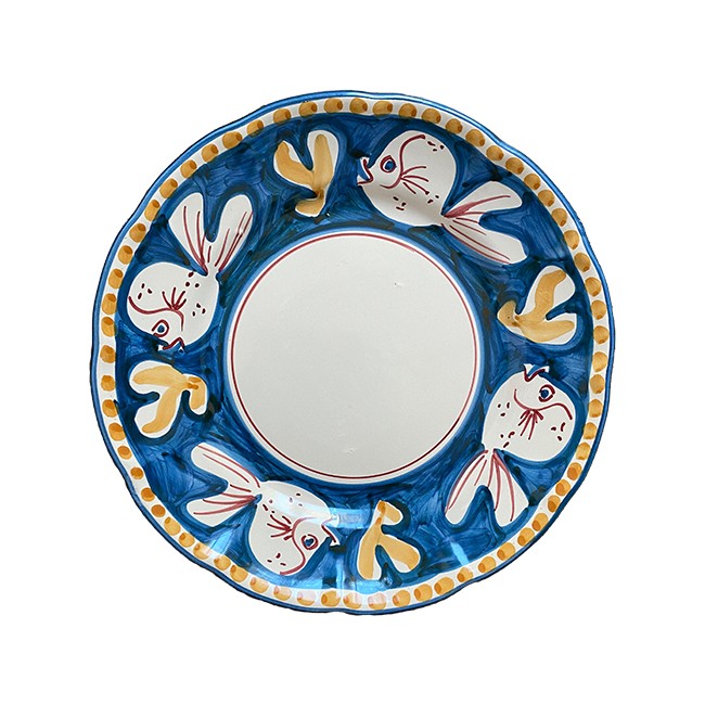 Assiette 25 cm Poisson Bleue &amp; Orange