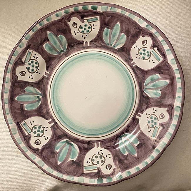 Assiette 25 cm Poule Violette &amp; Verte