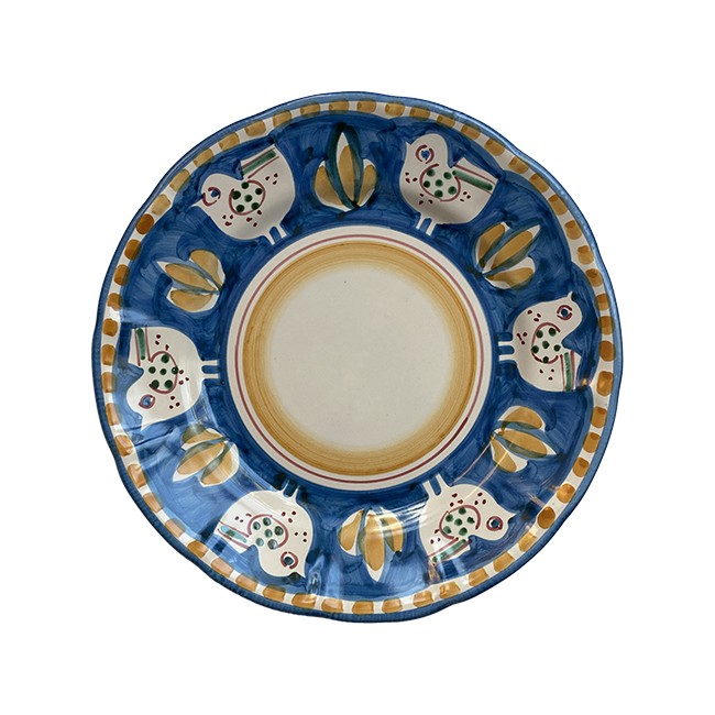 Assiette 25 cm Poule Bleue &amp; Orange