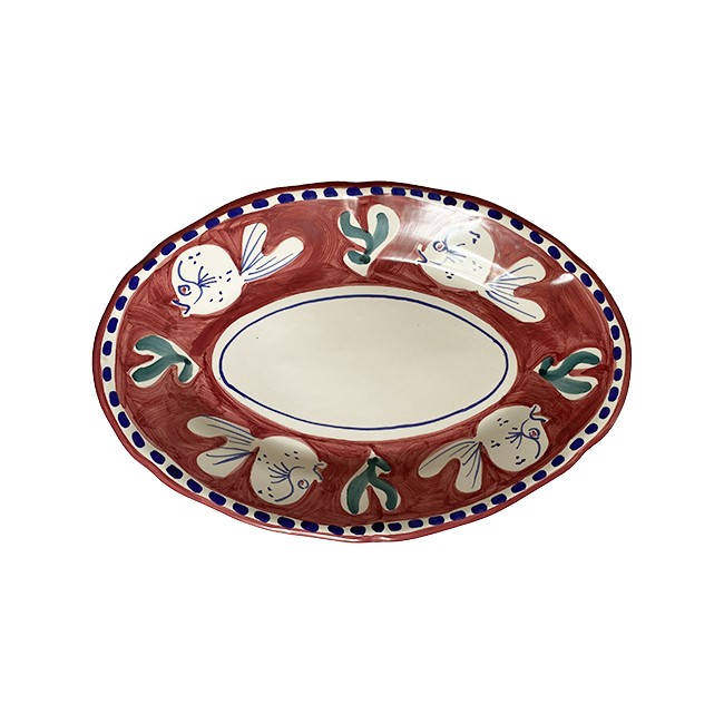 Plat Ovale 35 cm Poisson Rouge
