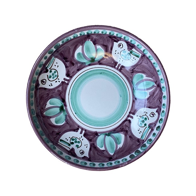 Coupelle 19 cm Poule Violette &amp; Verte
