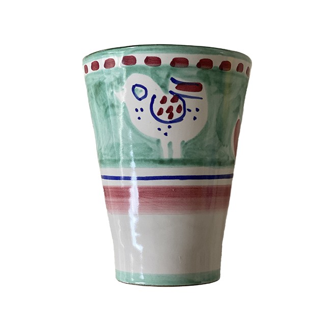Verre 11 cm Poule Vert &amp; Rouge