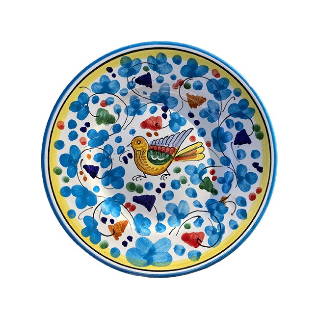 Assiette 16 cm Oiseau Fleurs Bleu Ciel