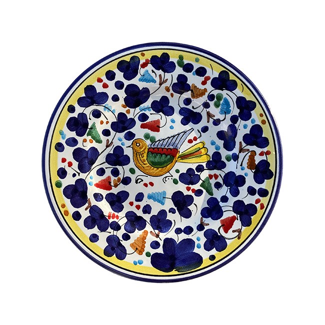 Assiette 16 cm Oiseau Fleurs Bleu Marine