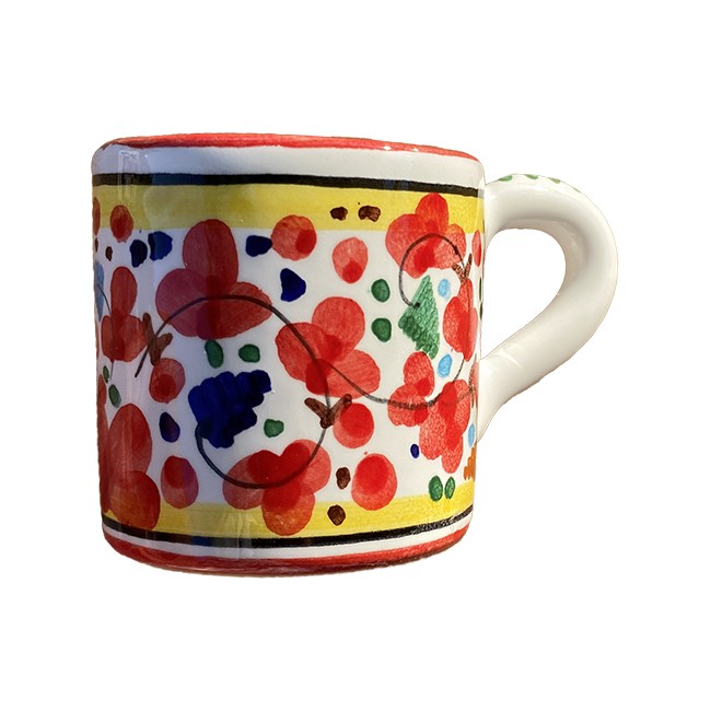 Tasse à Café Oiseau Fleurs Rouge