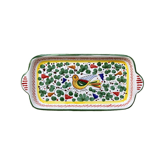 Plat 28 cm Oiseau Fleurs Vert