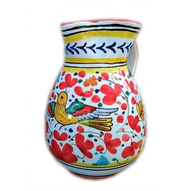 Carafe Oiseau Fleurs Rouge