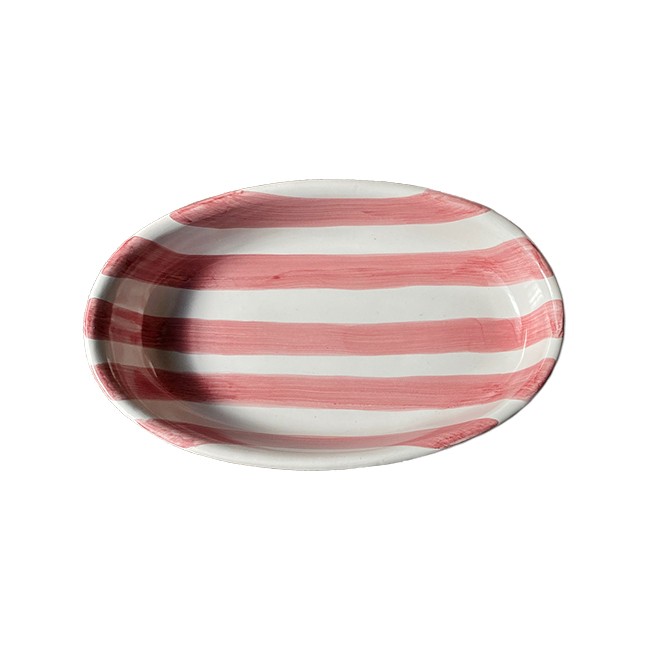 Plat Ovale Creux 25 cm Rayure Rose