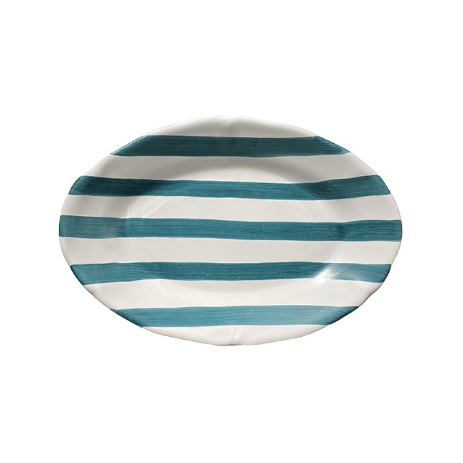 Plat ovale 35cm Rayure Vert