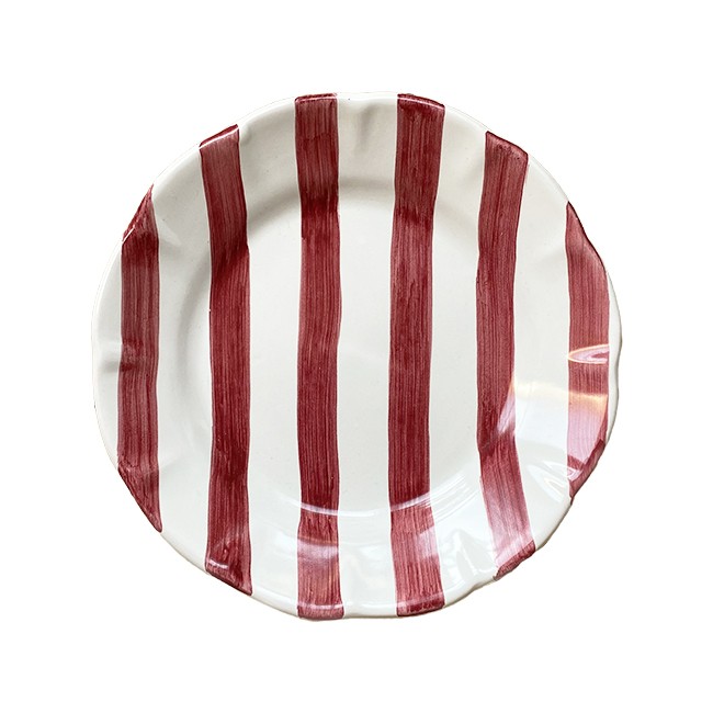 Assiette 21 cm Rayure Rouge