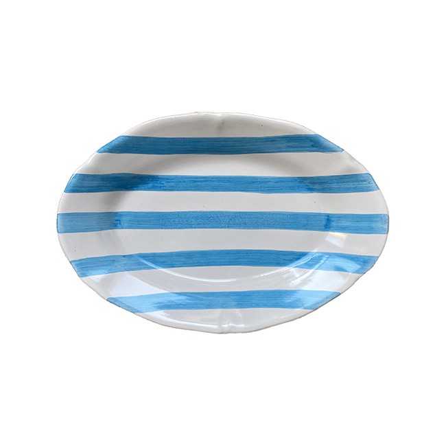 Plat ovale 35cm Rayure Bleu Ciel