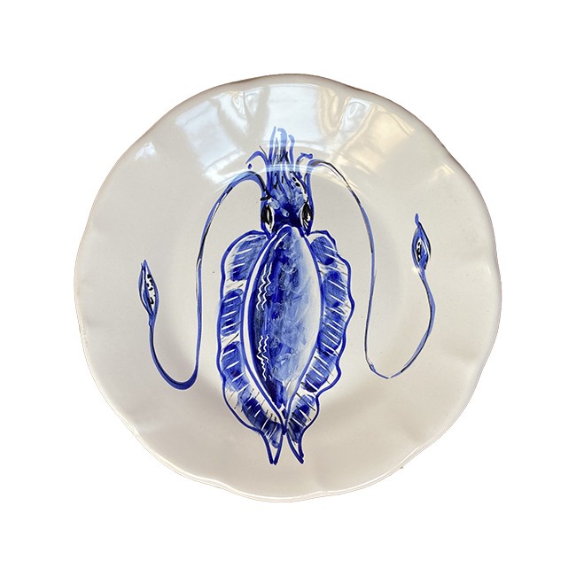 Assiette 21 cm Seiche Bleue
