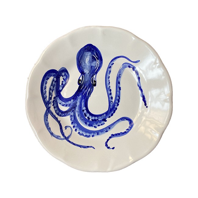 Assiette 21 cm Poulpe Bleu