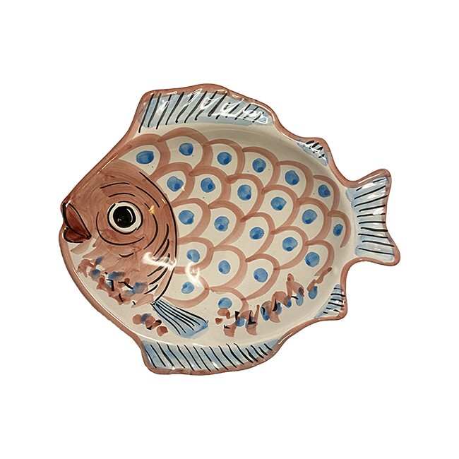 Plat Poisson Creux 26 cm Rose &amp; Bleu