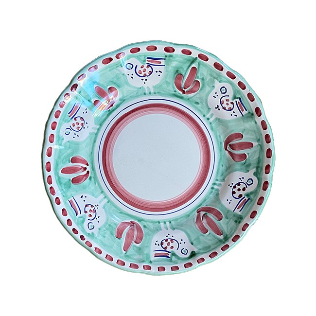 Assiette Pasta 25 cm Poule Verte &amp; Rouge