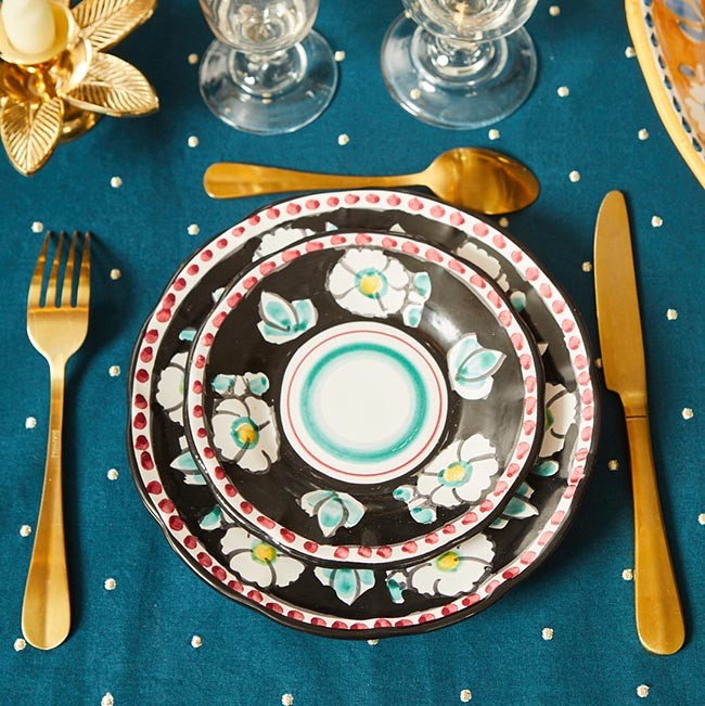 Non gere par UH - Petite Assiette Fleurs Noir