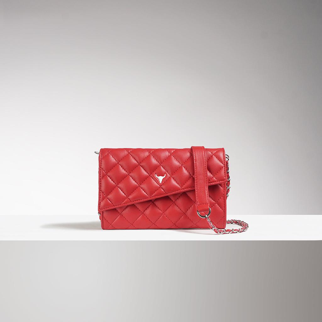 PRÉ-COMMANDE POCHETTE MONICA - CUIR ROUGE MATELASSÉ