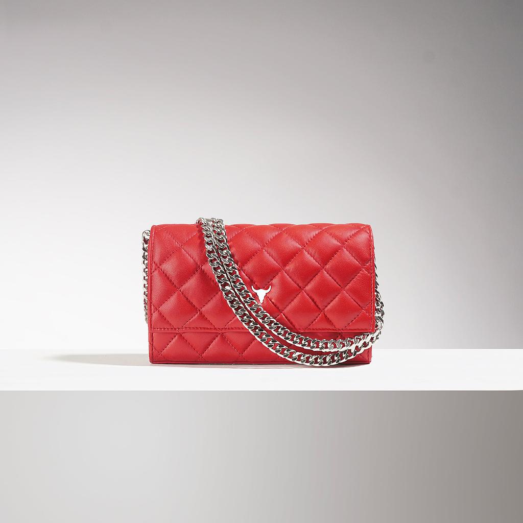 POCHETTE NELLY - CUIR ROUGE MATELASSÉ