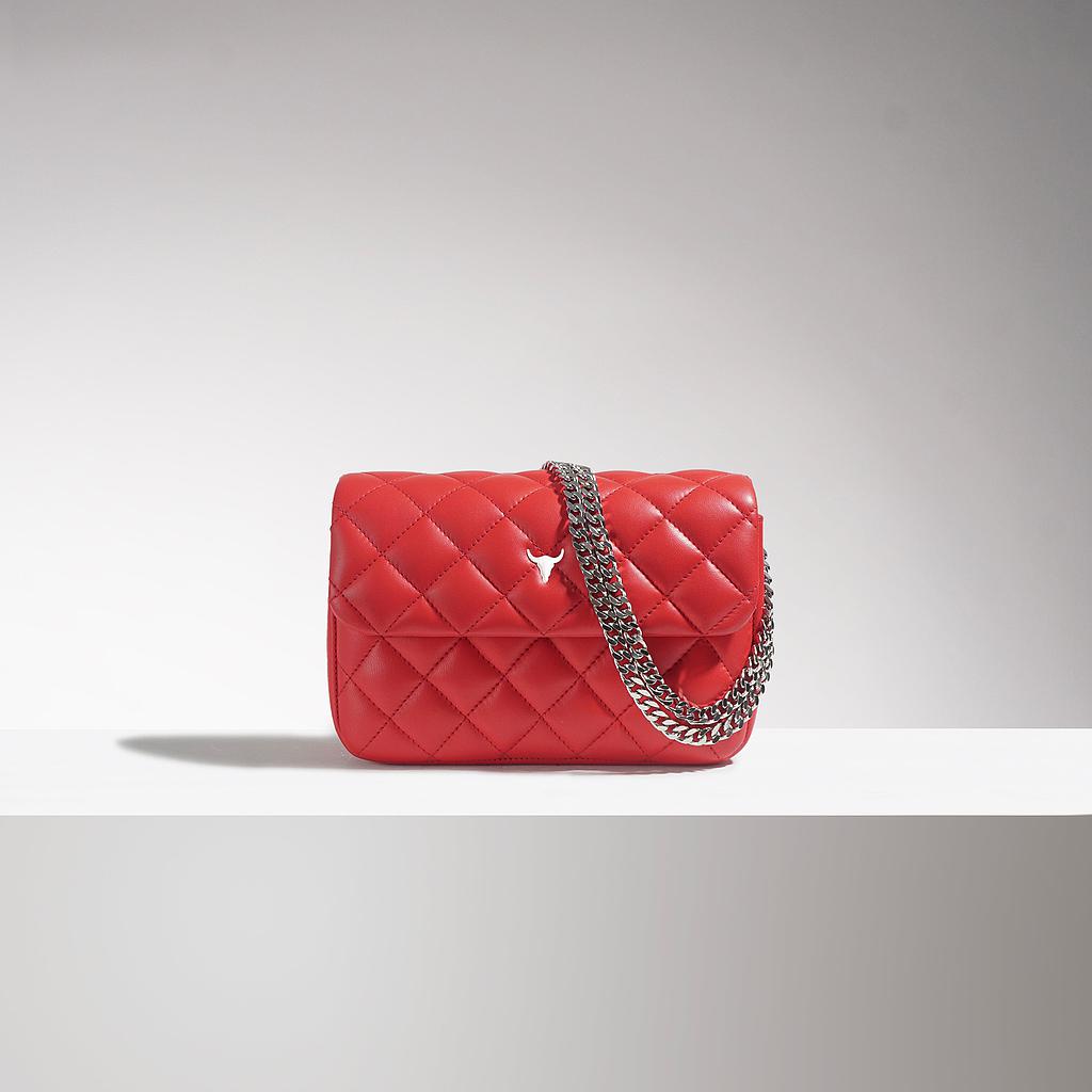 SAC MINI JOSH - CUIR ROUGE MATELASSÉ