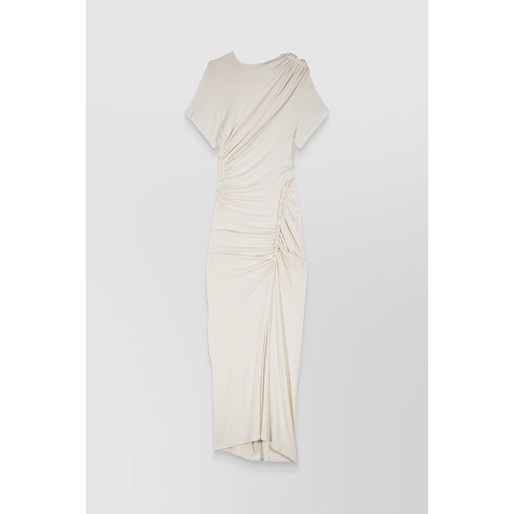 Ruched cotton rib maxi dress