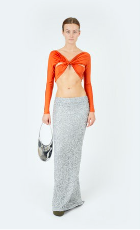 Embroidered maxi skirt
