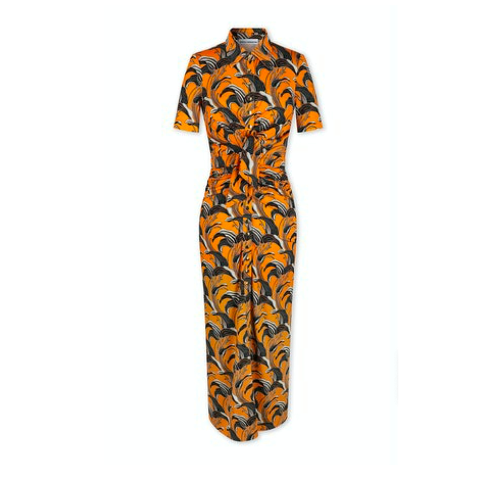 Flower printed maxi shirt dress