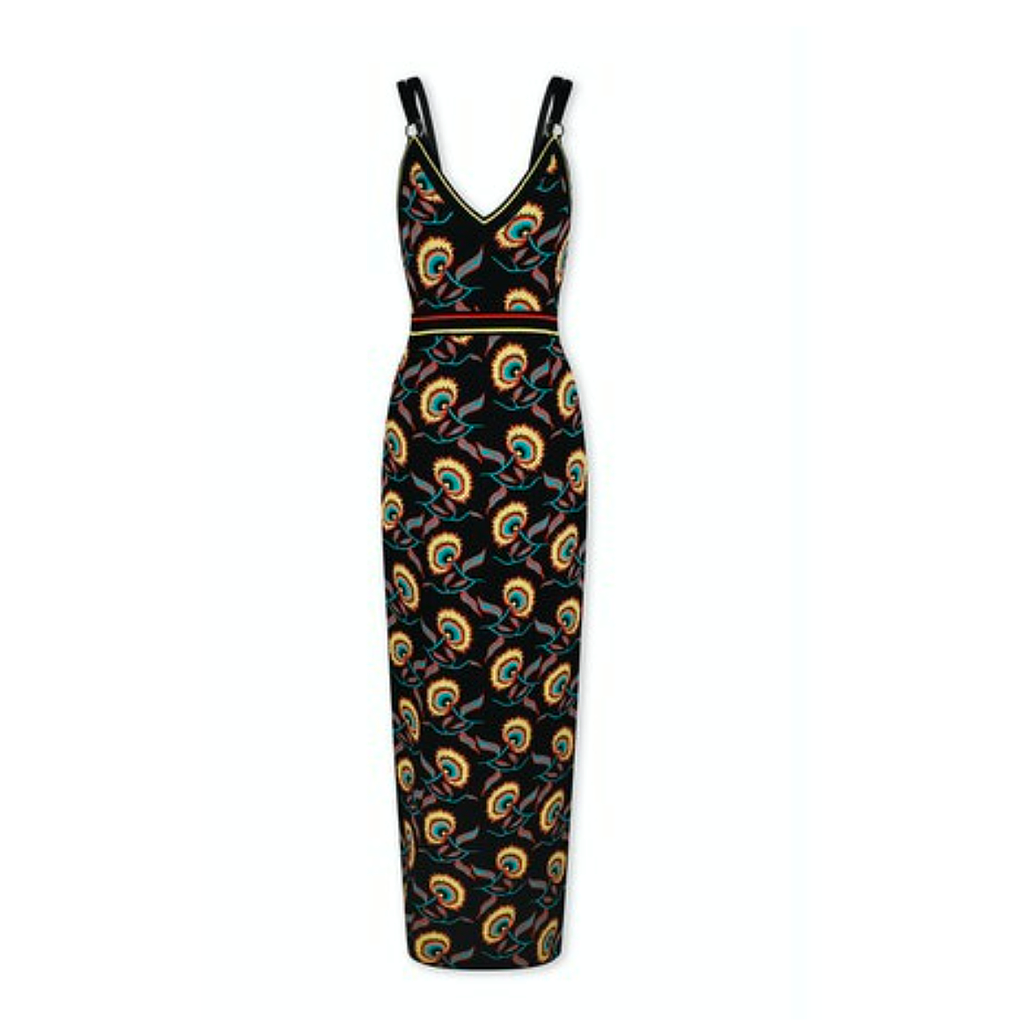 Jamaican flower jacquard maxi dress