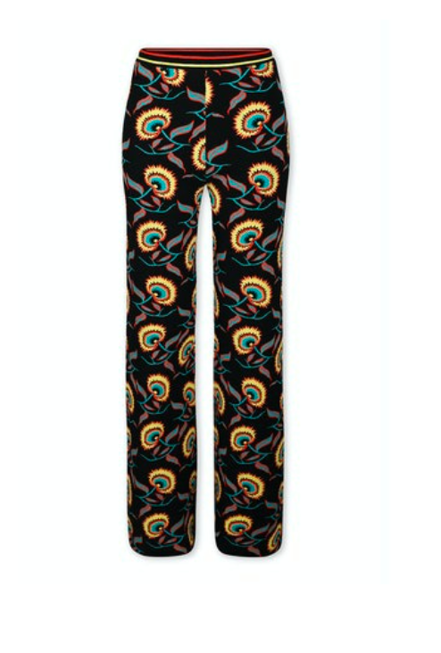 Jamaican flower straight leg jacquard pants