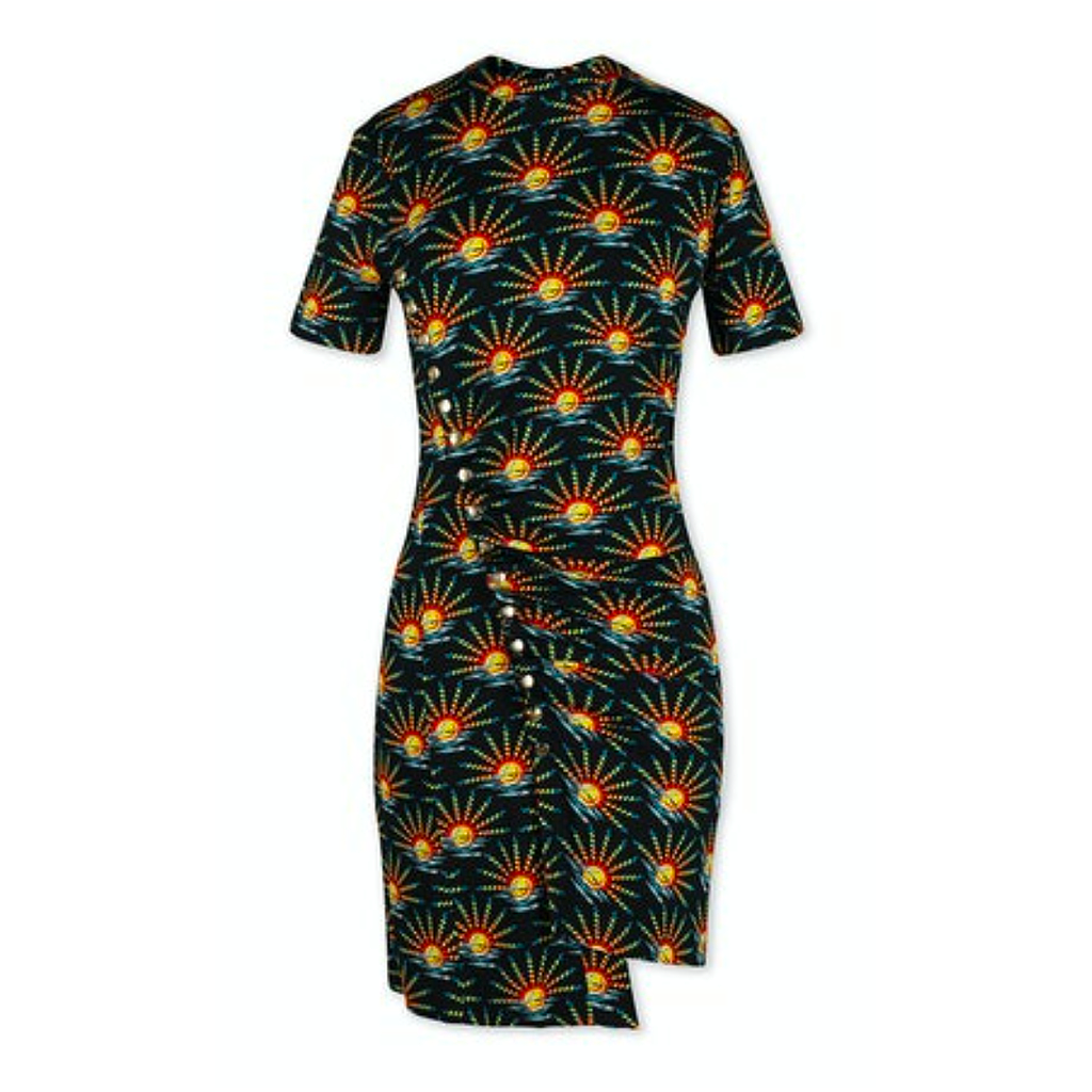 Printed draped mini dress