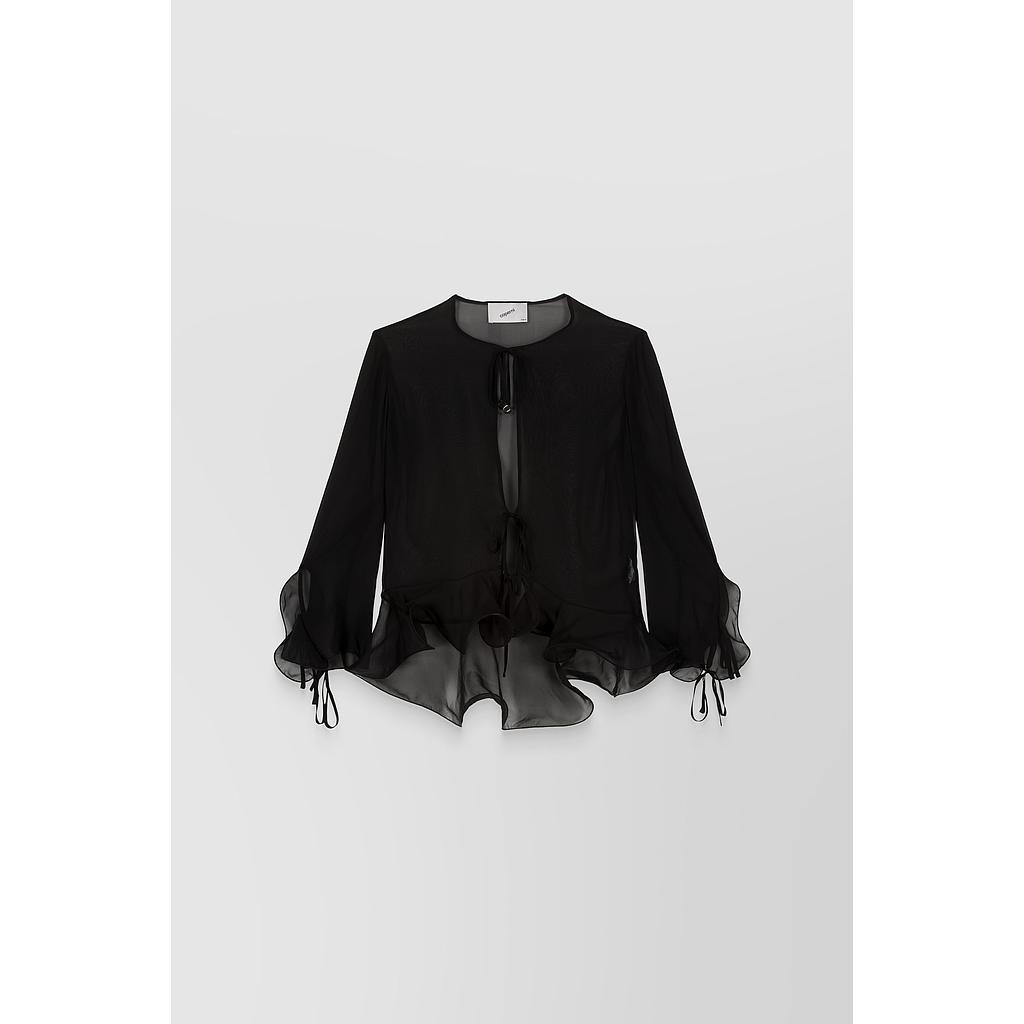 Sheer ruffle blouse