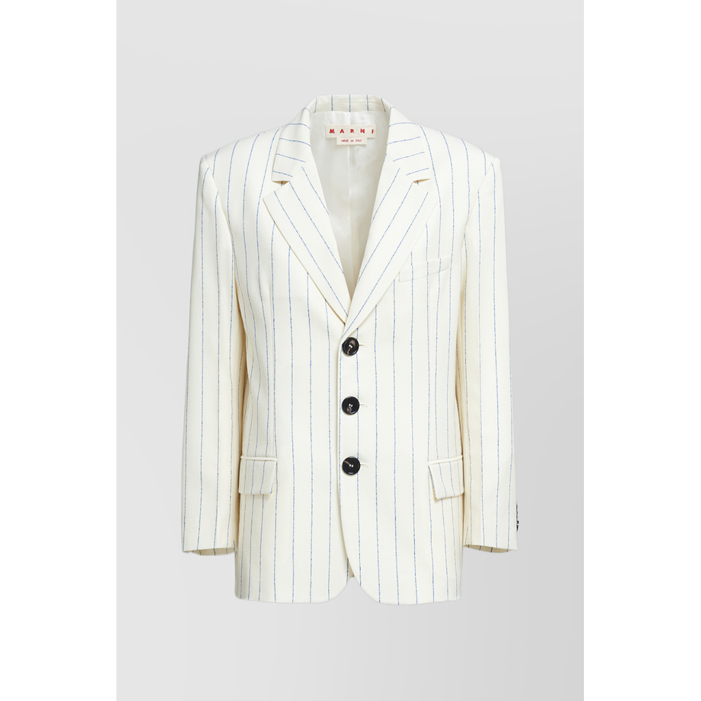 Single breasted striped virgin wool blazer