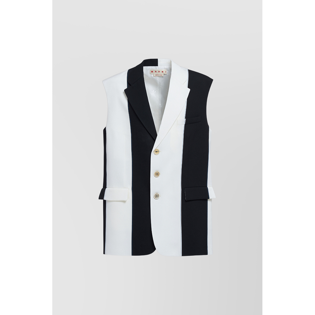 Sleeveless color-blocking striped jacket