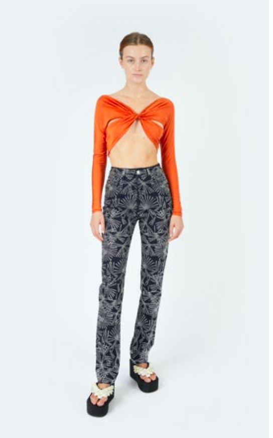 Straight leg studded denim jeans