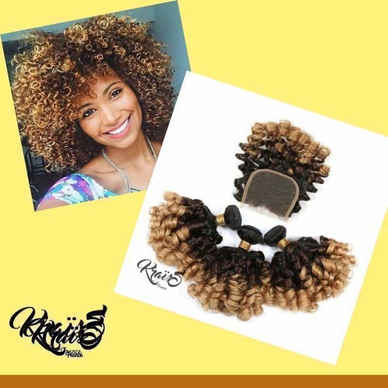 Formule Bouncy Curly Remy 1B/4/27 &amp; 1B/4/30 ( 3 Paquets + Closure )