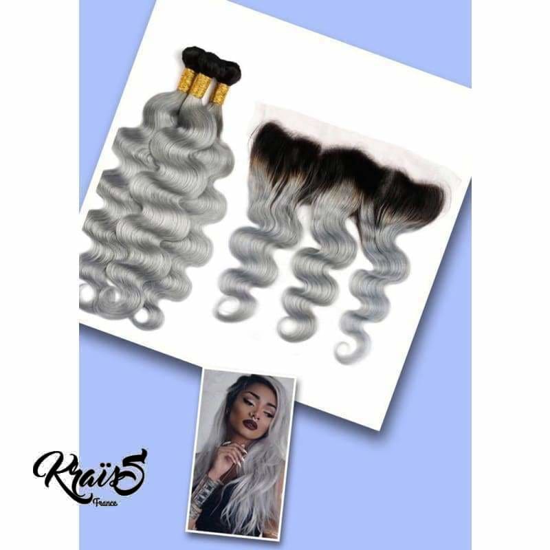 Formule Péruvienne Ondulé Ombrée grise collection FLASHY FASHION (3 paquets + 1 closure)