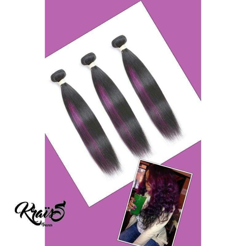 Mèche Brésilienne Noir Naturel avec balayage violet (3 paquets)