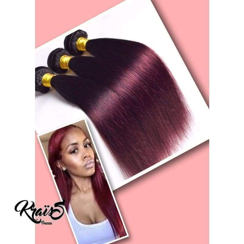 Mèche Brésilienne Ombrée Lisse couleur 1B / Rouge burgundy 99J (3 paquets)