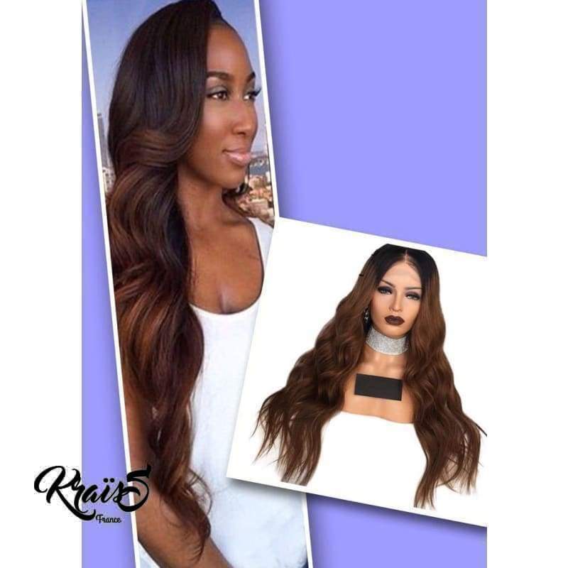 Perruque naturelle  brune ombrée Kadera ( Lace Wig)